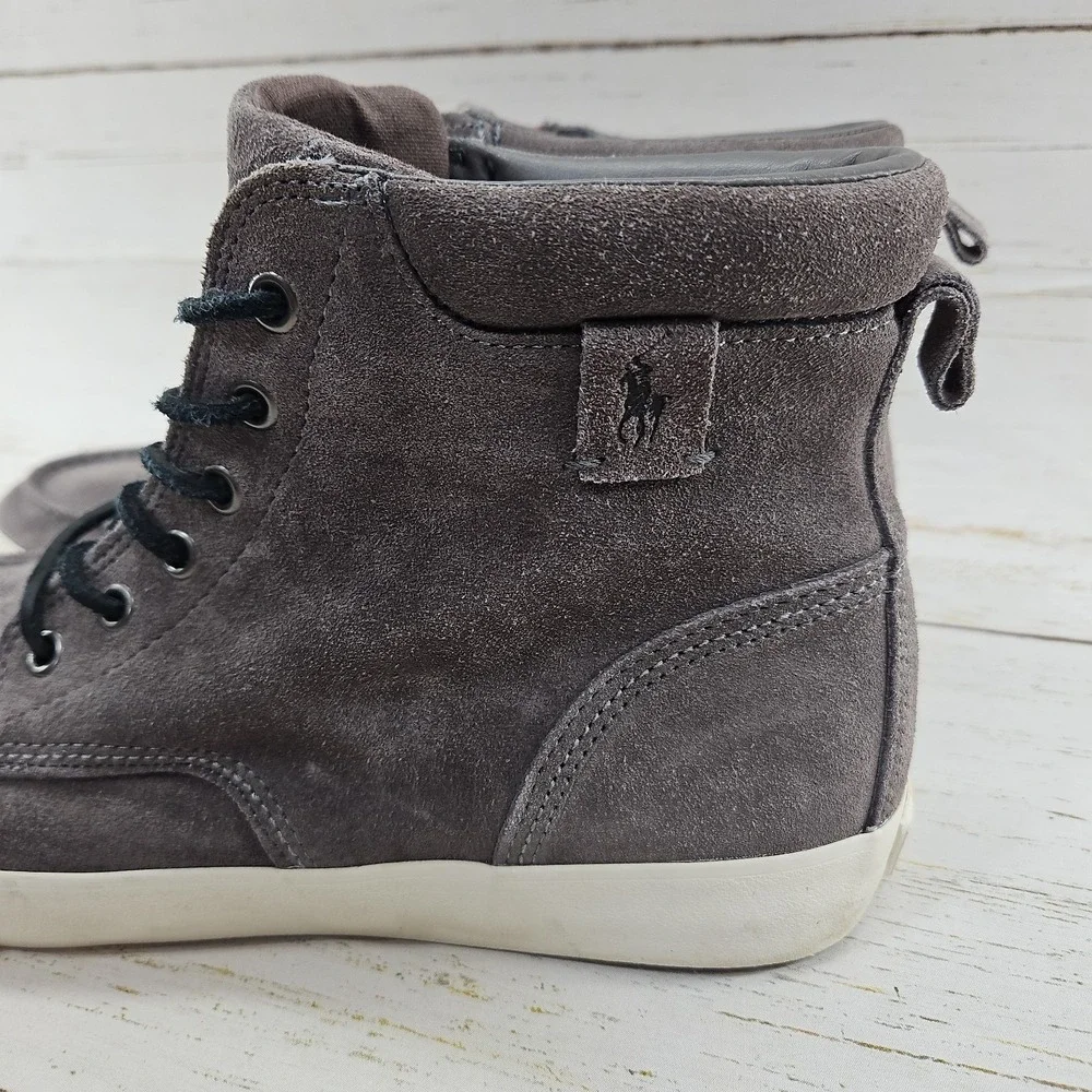 Polo Ralph Lauren Tedd Chukka Boots Mens 9.5 D Gray Leather Suede Hi Top Shoe‎